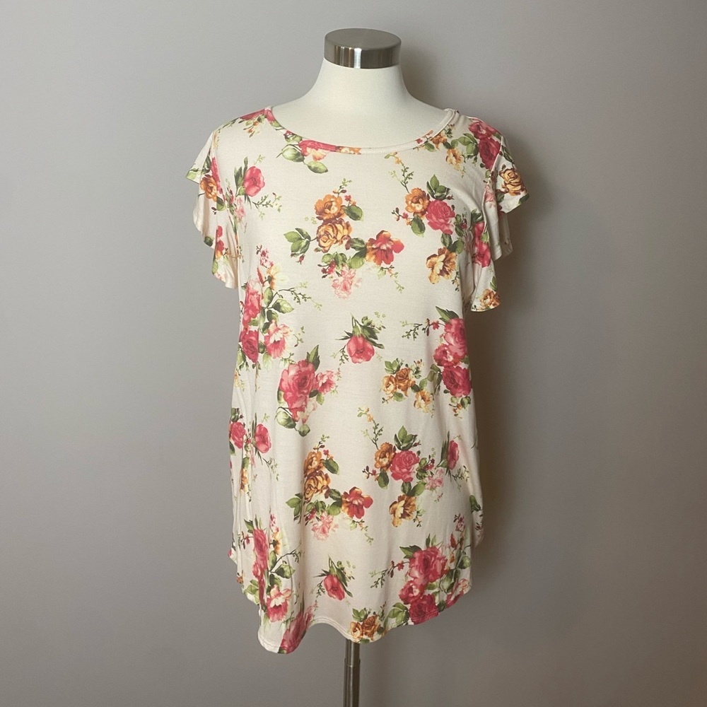 Boutique x Royal & Reese Country Western Floral T-Shirt Blouse Costal Grandma LG - Picture 2 of 8
